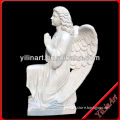 White Large Marble Life Size Granite Praying Angel Statues For Cemetery YL-R433